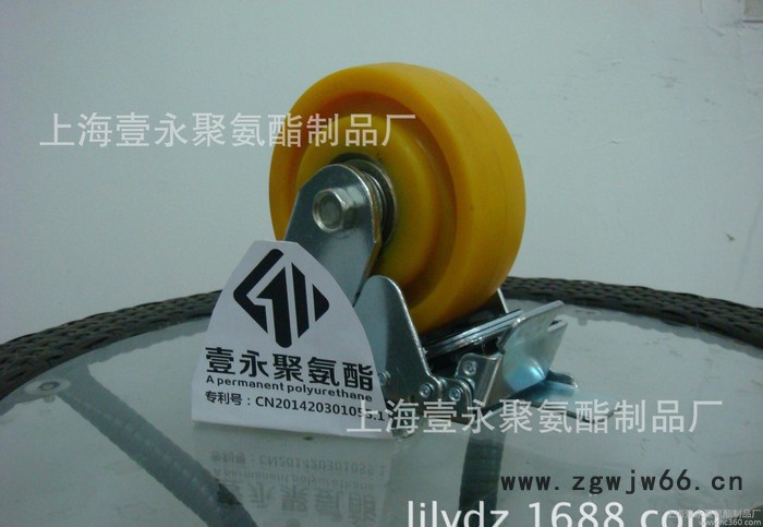 **5寸双刹安全预警聚氨酯脚轮，万向轮，叉车轮图2