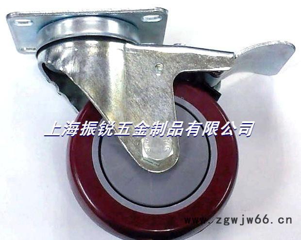 厂家4寸中型单轴承PU刹车脚轮.4寸PU刹车万向轮.4寸PVC轮子图3