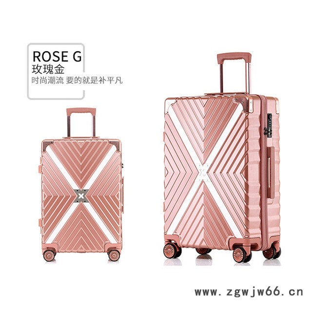 旅行箱定制X造型拉链拉杆箱 印图案logo行李密码旅行箱定做 万向轮24/26/29寸拉杆箱批发图2