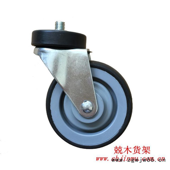 超市手推车专用轮子购物车脚轮弹性体轮子4寸万向轮图3