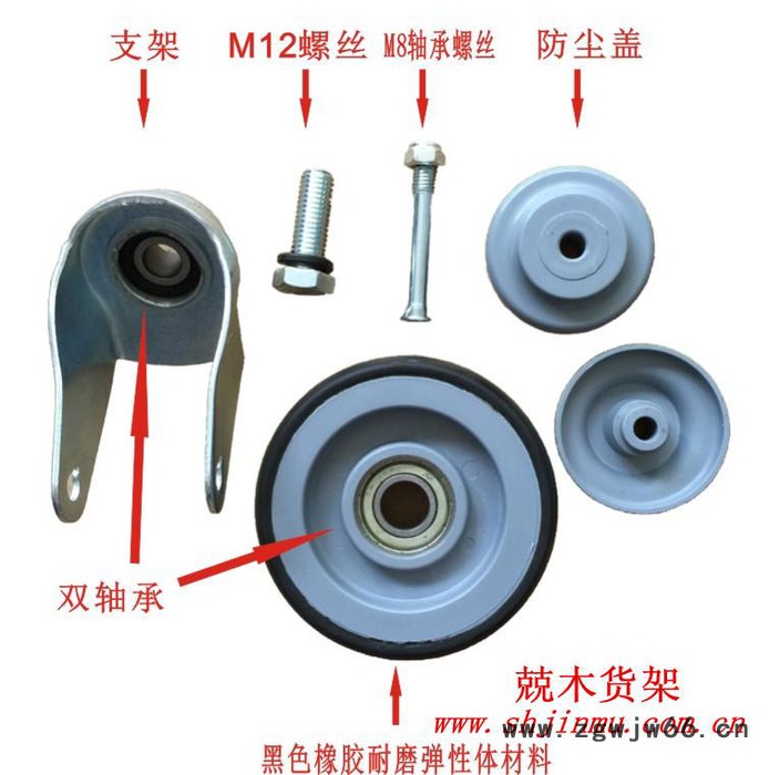 超市手推车专用轮子购物车脚轮弹性体轮子4寸万向轮图2