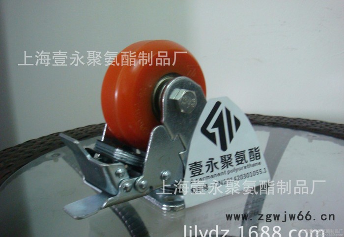 **4寸普通材质双刹安全聚氨酯脚轮，万向轮，叉车轮图3