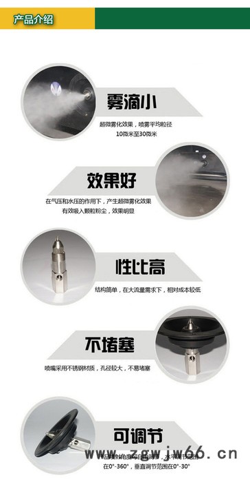 AOOPO**干雾抑尘喷嘴万向节底座不堵塞 扇形除尘不锈钢加湿喷嘴图5