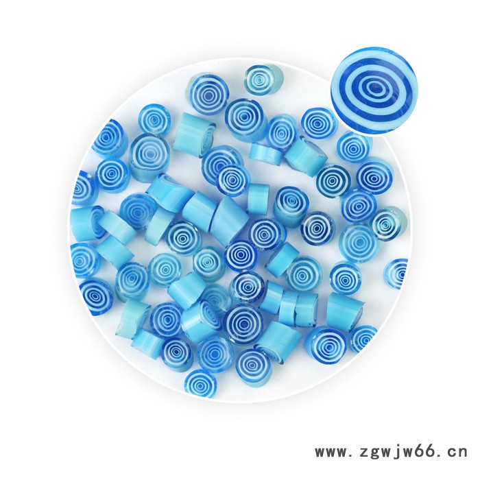 曼德1707006-3-2DIY工具丝锥切削工具250克装彩色热熔玻璃块蓝色小圈图案玻璃饰品制作工具图2