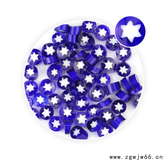 曼德1707006-7-4DIY工具锉刀 沪工热熔玻璃块500克装蓝底白色六角星图案多种颜色玻璃块图4