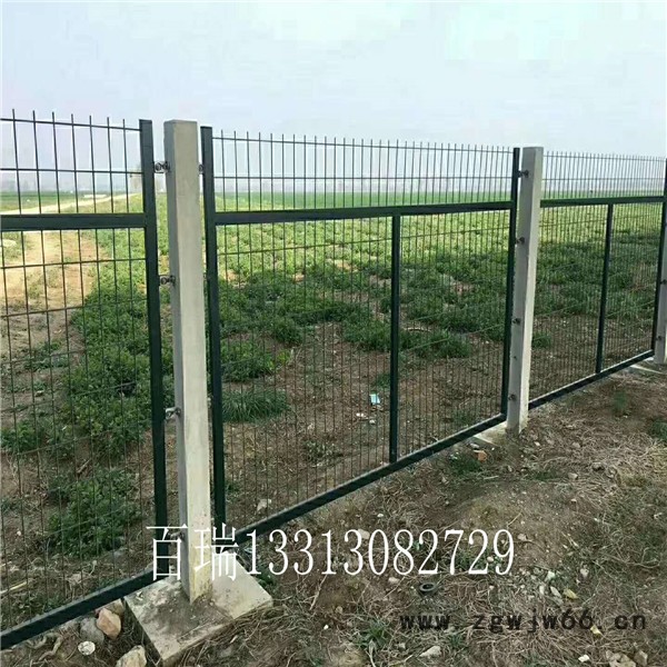百瑞高铁防护栅栏 高铁水泥柱栅栏 高铁绿色铁丝防护网 铁路金属网片栅栏 铁路金属网片厂家图3