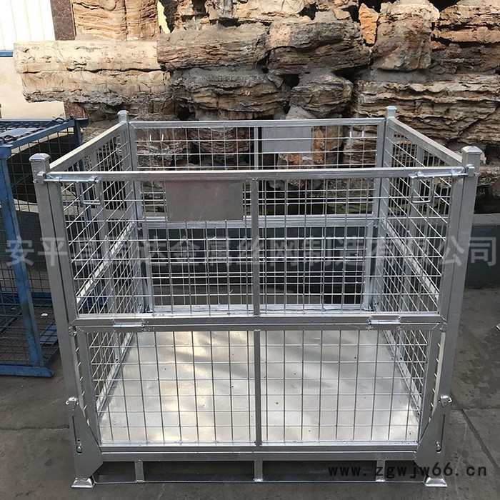 仓储笼 ** 金属网筐仓库笼 镀锌折叠移动式牵引仓储笼图5