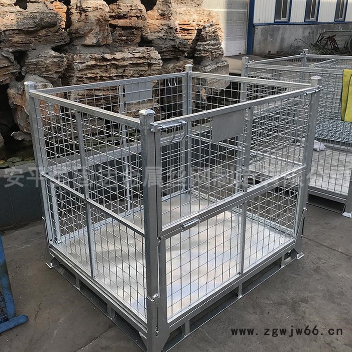 仓储笼 ** 金属网筐仓库笼 镀锌折叠移动式牵引仓储笼图6