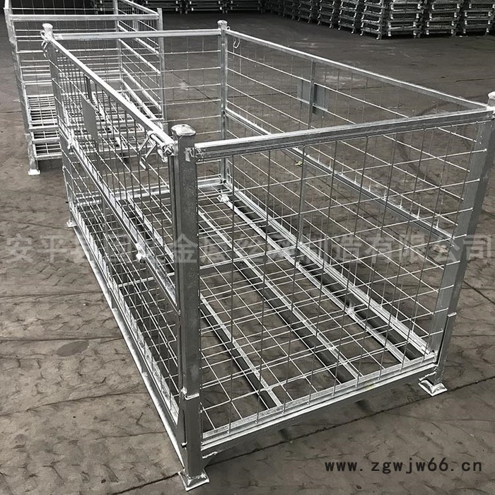 仓储笼 ** 金属网筐仓库笼 镀锌折叠移动式牵引仓储笼图2