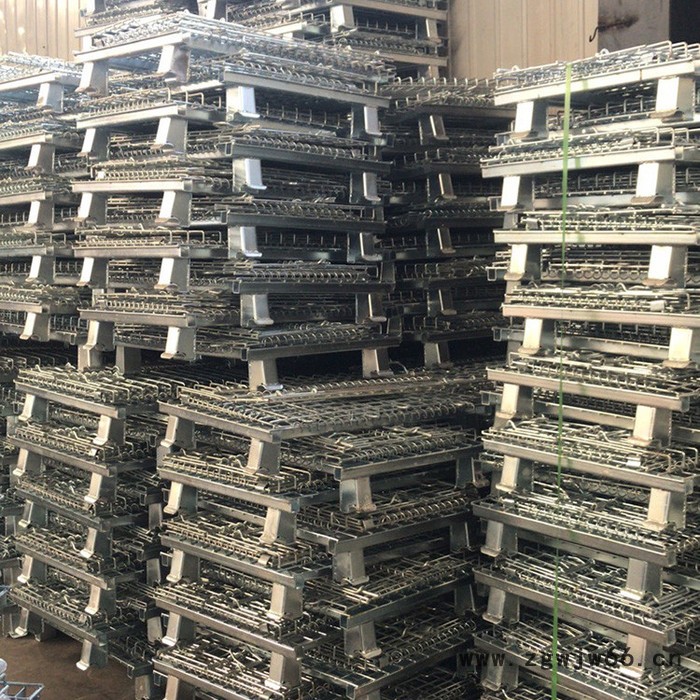 折叠式仓储笼 金属网格箱 移动堆垛料箱图6