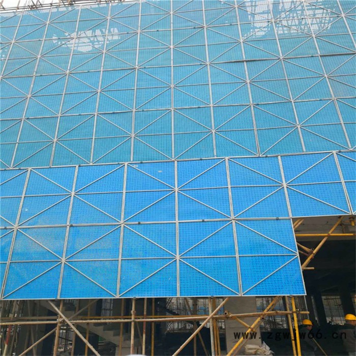 全钢爬架网 高层建筑工地安全防护蓝色圆孔金属网板 冲孔爬架网片峰尚安丝网图7