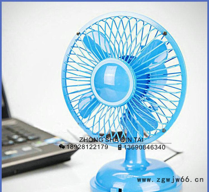 5寸风扇桌面usb金属网风扇迷你干电池冲电风扇移动电源小风扇图3