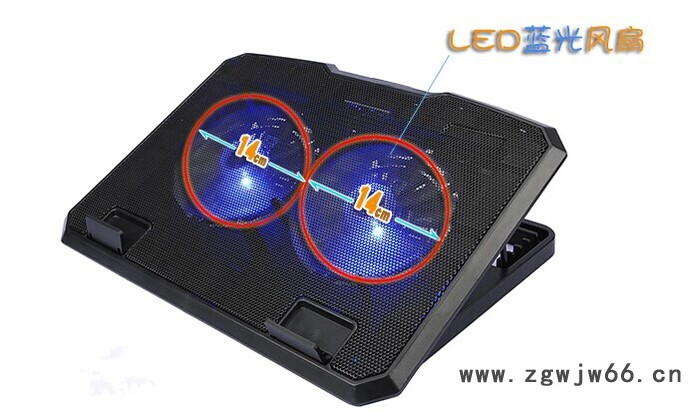 供应笔记本电脑散热器 可升降风扇  双风扇 金属网 五级调高  .HTM图3