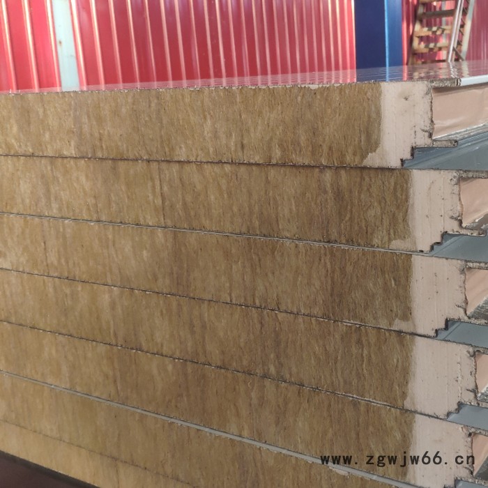 聚氨酯封边岩棉夹芯板A级防火岩棉板50mm保温板100mm保温棉彩钢板外墙隔音材料图2