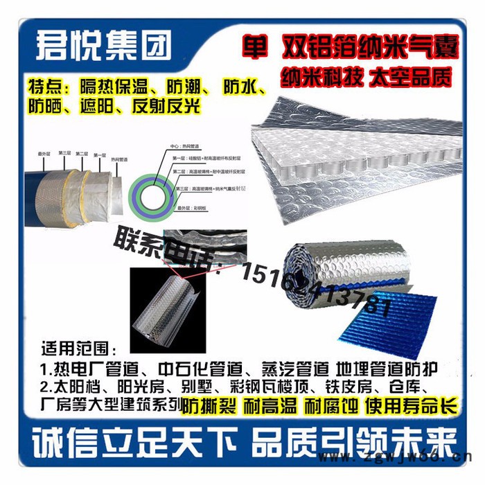 君悦JY-001 供应南京防潮、防晒、阻燃保温材料 双层铝箔复合纳米气囊反射层图8