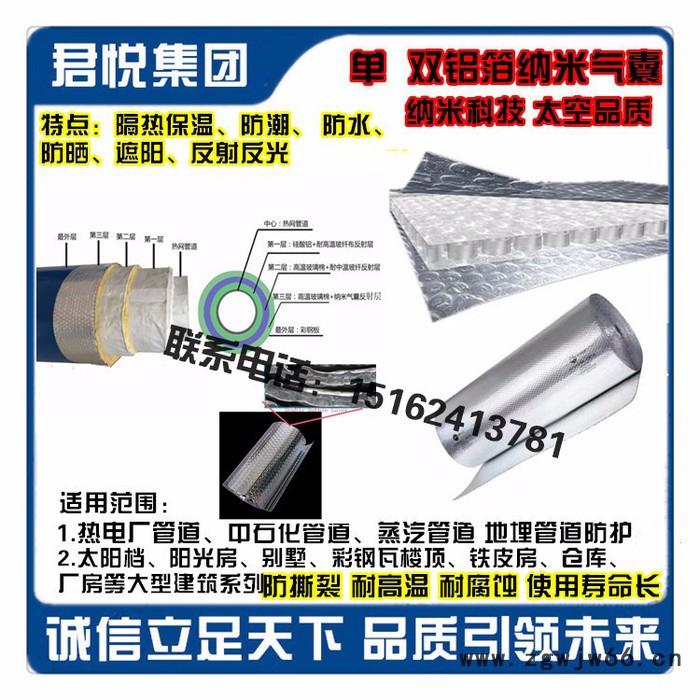 君悦JY-001 供应南京防潮、防晒、阻燃保温材料 双层铝箔复合纳米气囊反射层图3
