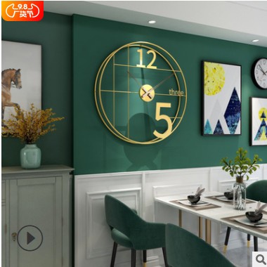 新品简约现代家用艺术钟表创意轻奢表时钟挂墙北欧极简客厅挂钟厂图3