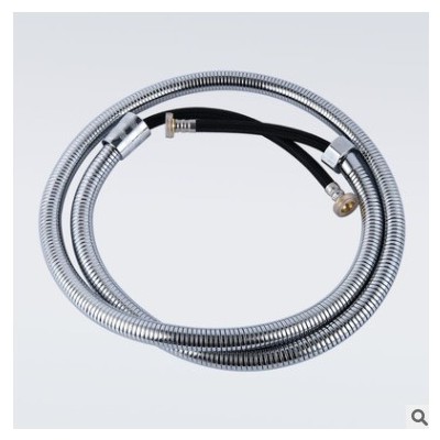 不锈钢电镀加密防爆可抽拉 双扣淋浴软管 防缠绕沐浴铜帽喷头软管