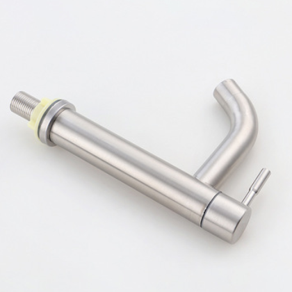 304不锈钢拉丝单冷弯嘴立式面盆龙头洗脸盆净水机器混水阀卫浴图3