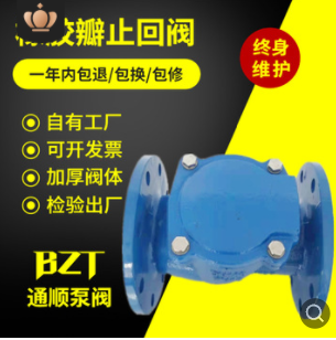 厂家批发 橡胶瓣止回阀 铸铁逆止阀门 hc44x法兰单向止回阀dn100图2