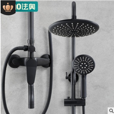法奥卫浴 黑色沐浴花洒套装 全铜龙头淋浴器 家用淋浴喷头套装图3