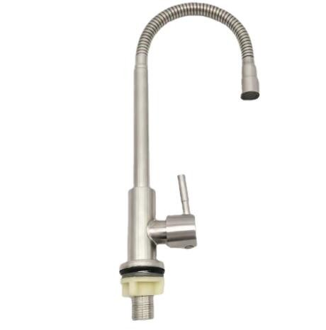 304不锈钢厨房单冷水龙头拉丝菜盆龙头 立式单冷万向龙头厂家直销图2