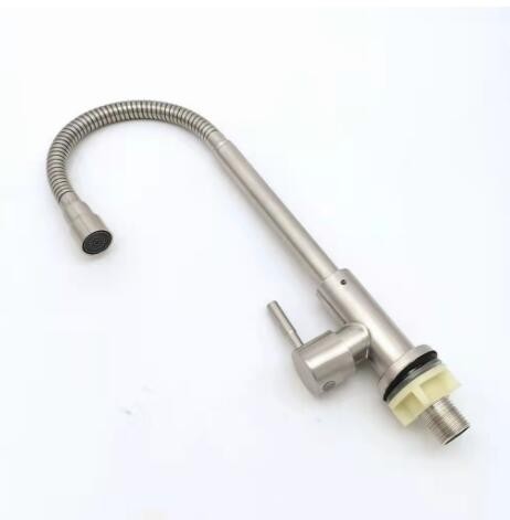 304不锈钢厨房单冷水龙头拉丝菜盆龙头 立式单冷万向龙头厂家直销图3