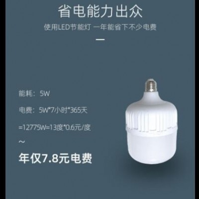 led节能灯 三防灯泡螺口E27 白光室内家用 无频闪省电超亮灯饰5瓦