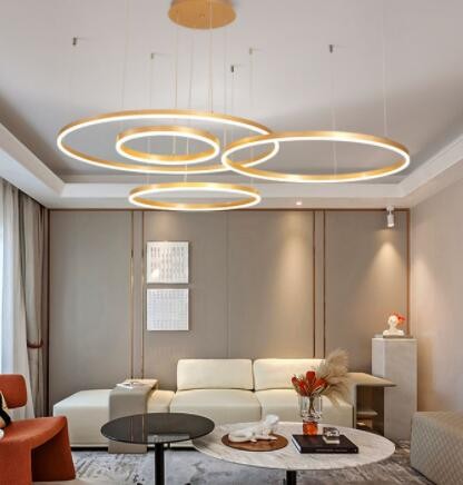 北欧轻奢LED客厅灯金色全屋套餐灯具组合创意三室两厅卧室吸顶灯图3