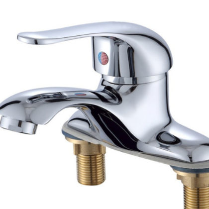 麦水铜面盆两联龙头 铜申达斯二联 洗脸盆双孔三孔冷热混水阀龙头图3