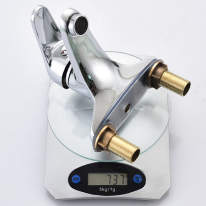 铜赛洛二联厂价直供 卫生间洗脸盆双孔抬启式三孔冷热混水龙头图3