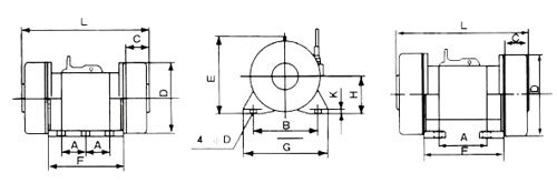 YJDX振动电机外形尺寸图
