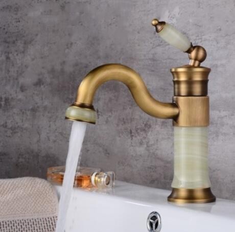 厂家批发直销家装建材水暖五金欧式台下仿古青玉石旋转面盆水龙头图2