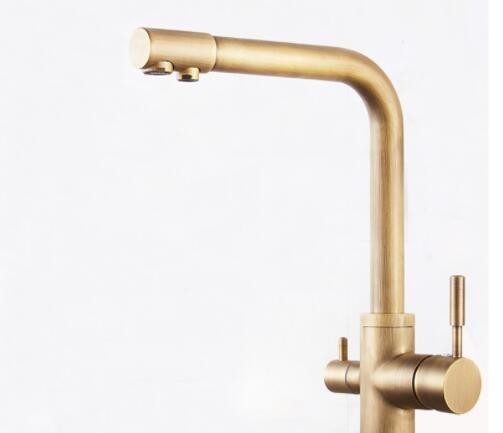 厂家批发直销家装建材水暖五金黑古拉丝仿古金色银色纯净水水龙头图1