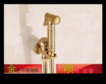 创意全铜仿古金色净身妇洗器增压喷枪清洗屁股冲洗器马桶浇花草图2