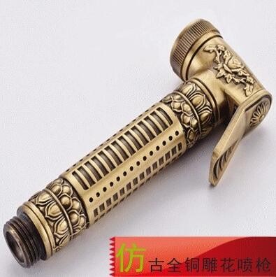 创意全铜仿古金色净身妇洗器增压喷枪清洗屁股冲洗器马桶浇花草图3
