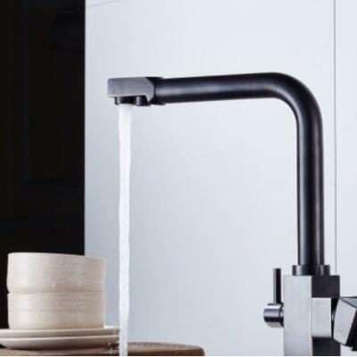 厂家批发直销家装建材水暖五金电镀黑古银色拉丝厨房纯净水水龙头