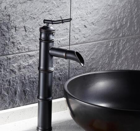 全铜欧式黑古铜面简约盆水龙头台上盆复古面盆水龙头长竹节水龙头图2