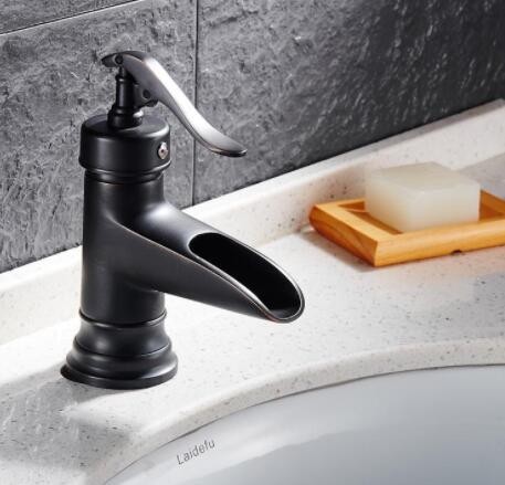 欧美式黑色仿古全铜台上盆面盆水龙头 洗脸盆台下盆冷热单孔龙头图2