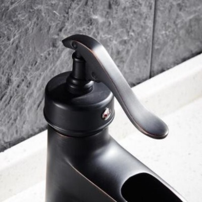 欧美式黑色仿古全铜台上盆面盆水龙头 洗脸盆台下盆冷热单孔龙头