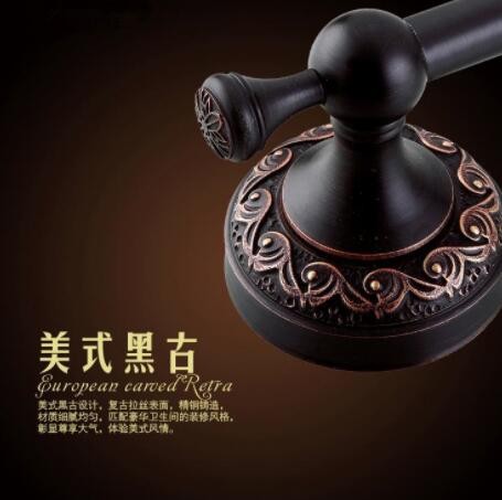 黑古毛巾架浴巾架全铜欧式复古浴室置物架卫生间卫浴五金挂件套装图2