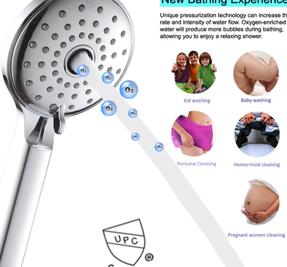 跨境新品增压节水淋浴花洒ABS莲蓬头厦门手持顶喷电镀喷头套装图3