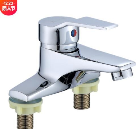 铜雅思双孔面盆水龙头冷热龙头三孔洗脸盆二联图2