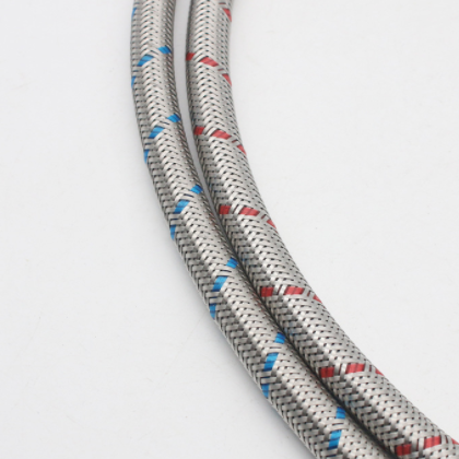 双头不锈钢丝编织管 304马桶进水软管 4分冷热高压防爆铜帽上水管图2