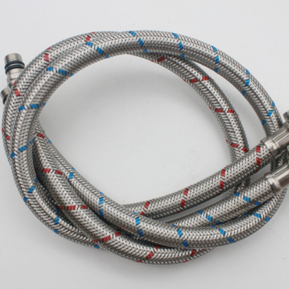 双头不锈钢丝编织管 304马桶进水软管 4分冷热高压防爆铜帽上水管图3