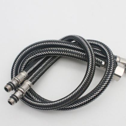 双头不锈钢金属软管 黑丝编织管 304马桶进水软管 四分厕所软管图3