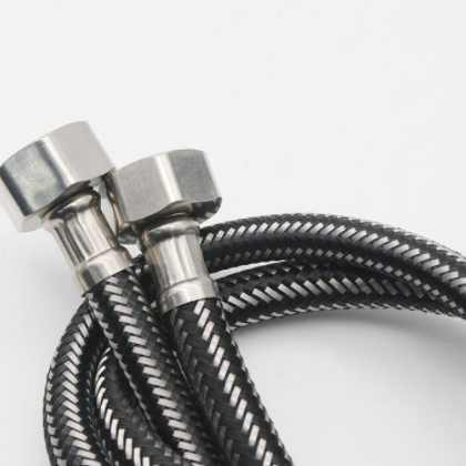双头不锈钢金属软管 黑丝编织管 304马桶进水软管 四分厕所软管图2