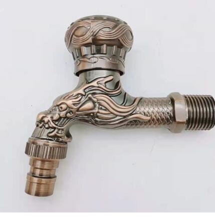 厂家自销仿古水龙头龙形雕刻水龙头入墙式复古水龙头洗衣机水龙头图2