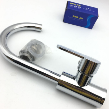 厂家直销圆三通洗菜盆水龙头 厨房水槽冷热混水阀套铜大弯龙头图3