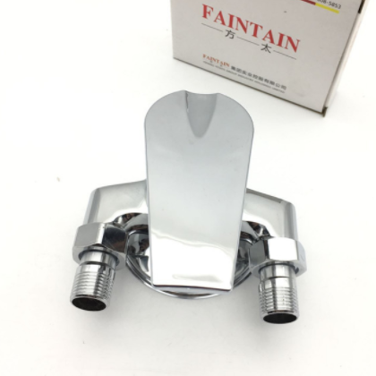 铜明装淋浴龙头 冷热三角淋浴 太阳能热水器花洒混合阀4分水龙头图2